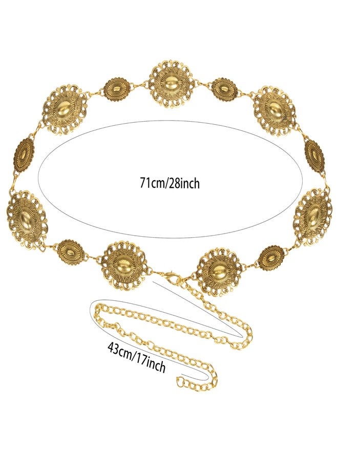 CaySep Women Western Metal Chain Belt-Adjustable Fashion Gold Boho Chain Belt for Dress Jeans - Image 2